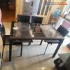 Bộ Bàn Ăn Mặt Kính Kèm 4 Ghế Bọc Da Cũ