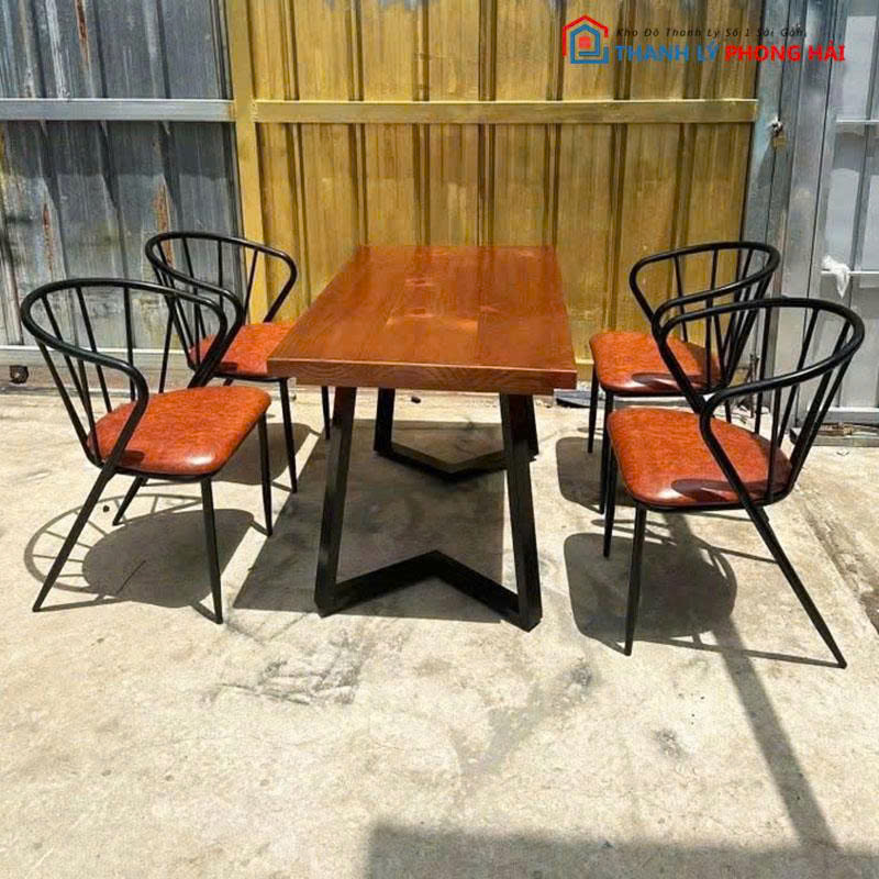 bo-ban-ghe-cafe-1m2-khung-sat Bộ Bàn Ghế Cafe 1m2 Khung Sắt Kèm Nệm Mới 99%