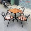 Bộ Bàn Ghế Cafe 6 Song Bọc Nệm Kèm Bàn Vuông Mới 99%