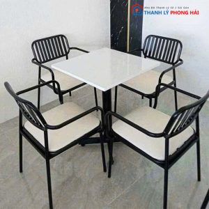 Bộ Bàn Ghế Cafe 9 Lá Kèm Bàn Composite Mới 99%