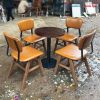 Bộ Bàn Ghế Cafe Chân Gỗ Bọc Nệm Mới 99%