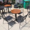 Bộ Bàn Ghế Cafe Cũ Mặt Gỗ Kèm 4 Ghế Khung Sắt