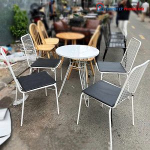 Bộ Bàn Ghế Cafe Dây Sắt Mới 99%