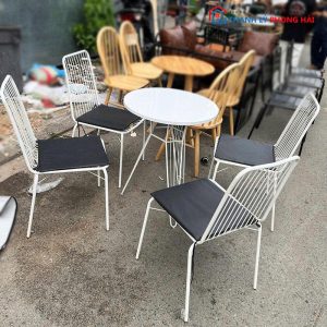 Bộ Bàn Ghế Cafe Dây Sắt Mới 99%