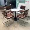 Bộ Bàn Ghế Cafe Khung Kim Loại Bọc Nệm Mới 99%
