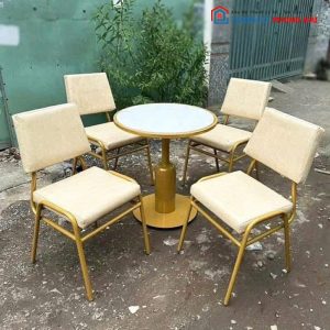 Bộ Bàn Ghế Cafe Lote Tựa Lớn Kèm Bàn Gạch Âm Mới 99%