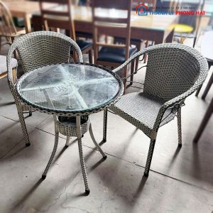 Bộ Bàn Ghế Cafe Mây Kèm 2 Ghế Cũ