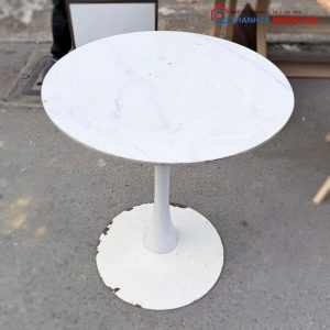 Bộ Bàn Ghế Cafe Mây Kèm Bàn Tròn Chân Sắt Cũ