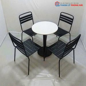 Bộ Bàn Ghế Cafe Sắt 3 Lá Mới 99%