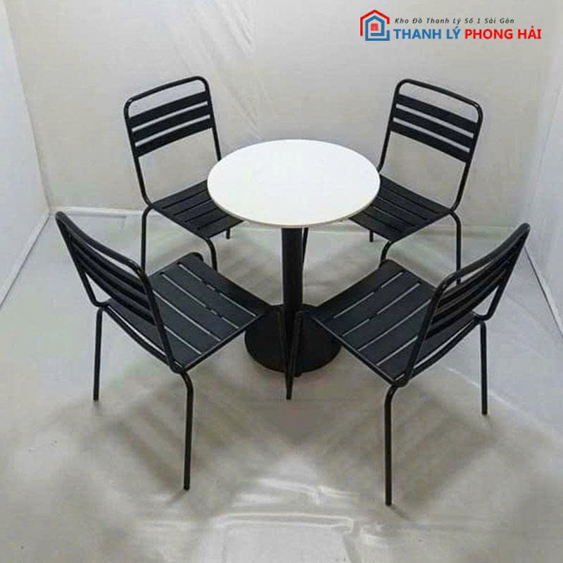 bo-ban-ghe-cafe-sat-3-la Bộ Bàn Ghế Cafe Sắt 3 Lá Mới 99%