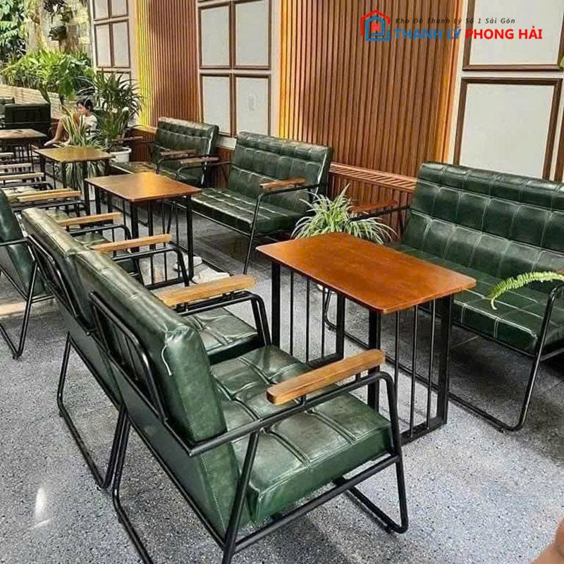 bo-ban-ghe-sofa-cafe-nem-caro Bộ Bàn Ghế Sofa Cafe Nệm Caro Mới 99%