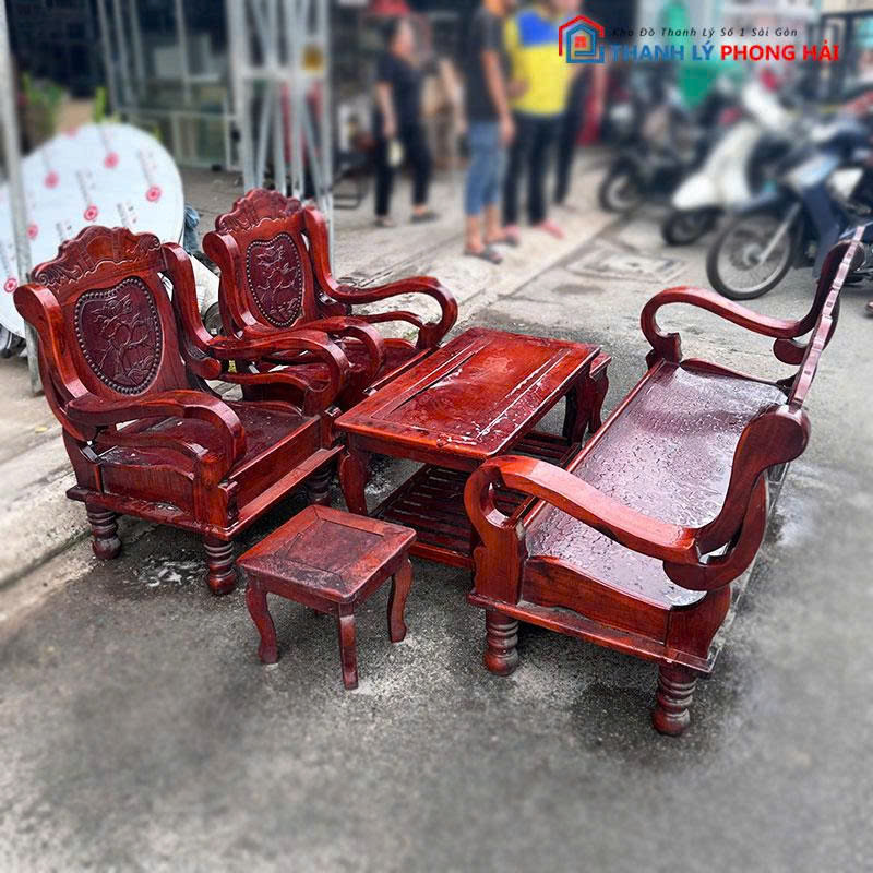 bo-salon-go-tu-nhien-5-mon-cu-1 Bộ Salon Gỗ Tự Nhiên 5 Món Cũ