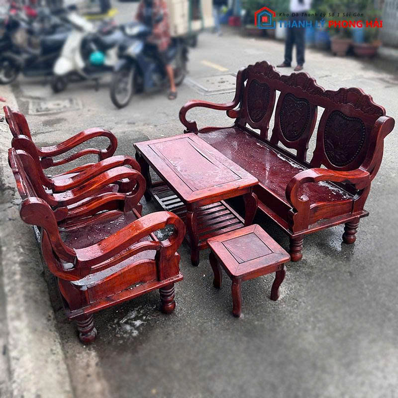 bo-salon-go-tu-nhien-5-mon-cu-2 Bộ Salon Gỗ Tự Nhiên 5 Món Cũ