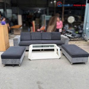 Bộ Sofa Bọc Nhung Cũ Kèm Bàn Hiện Đại