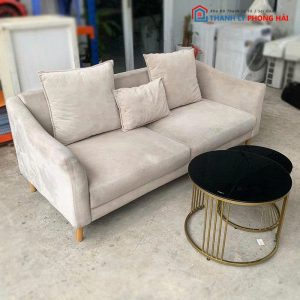 Bộ Sofa Bọc Nhung Cũ Kèm Bàn Sofa Đôi