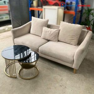 Bộ Sofa Bọc Nhung Cũ Kèm Bàn Sofa Đôi