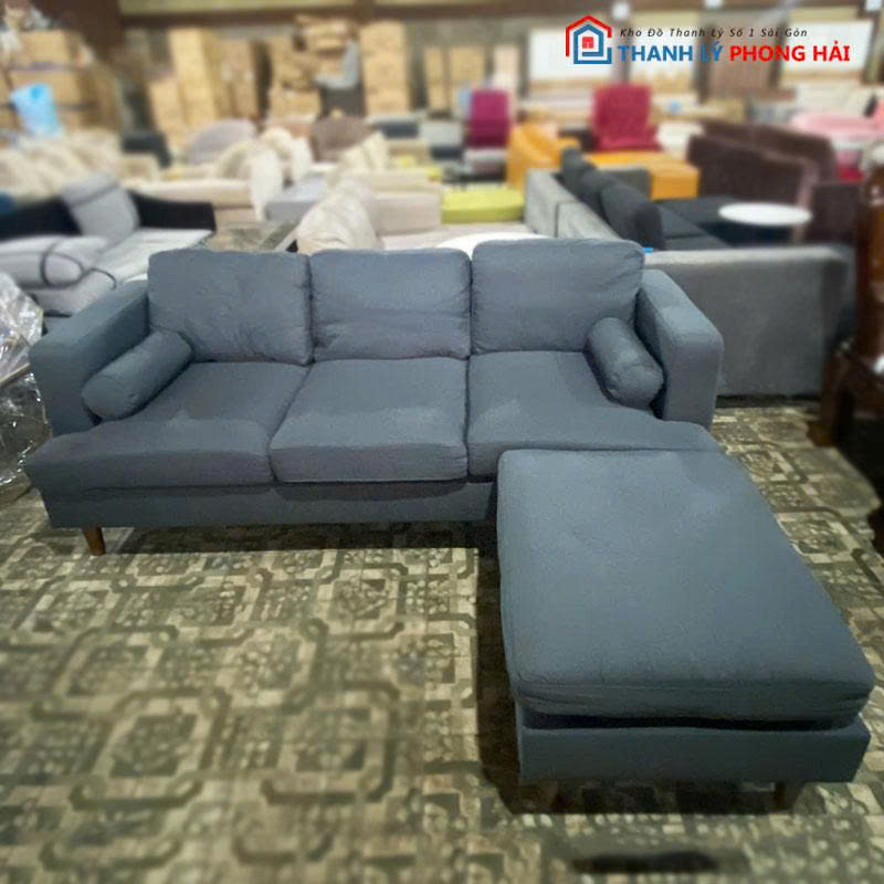 bo-sofa-boc-vai-kem-don-ghep-1 Bộ Sofa Bọc Vải Kèm Đôn Ghép Góc L Mới 99%
