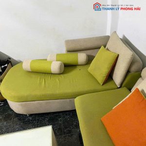 Bộ Sofa Góc L Bọc Nỉ Cũ Màu Xanh