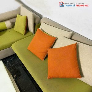 Bộ Sofa Góc L Bọc Nỉ Cũ Màu Xanh