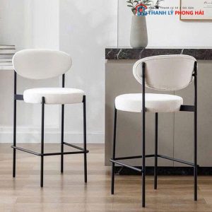 Ghế Bar Mê Tựa Nệm Chân Sắt Mới 99%