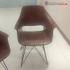 Ghế Cafe Chân Sắt Bọc Da Nâu Cũ