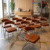 Ghế Cafe Tựa Cong Bọc Da Nâu Mới 99%