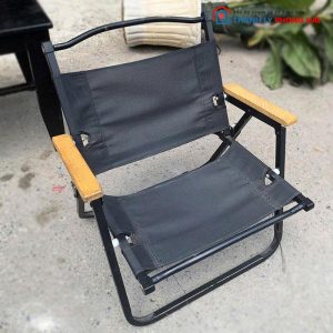 Ghế Camping Tay Gỗ Cũ Tựa Vải Bố