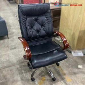 Ghế Giám Đốc Tay Gỗ Chân Xoay Cũ