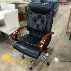 Ghế Giám Đốc Tay Gỗ Chân Xoay Cũ