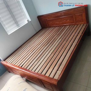 Giường 1m8 Gỗ Tự Nhiên Dát Xương Cá Cũ