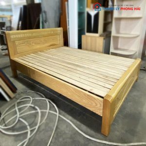 Giường Gỗ Tự Nhiên 1m4 Dát Xương Cá Cũ