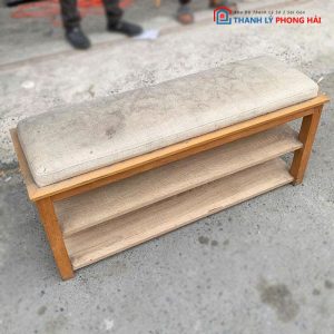 Kệ Dép Gỗ 2 Tầng Cũ Kèm Đệm Ngồi