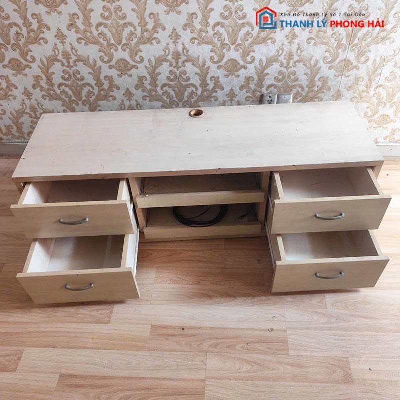 ke-tivi-4-hoc-keo-go-mdf-cu-1 Kệ Tivi 4 Hộc Kéo Gỗ MDF Cũ