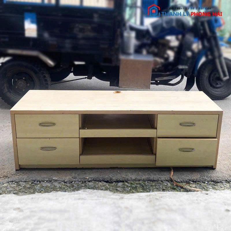 ke-tivi-4-hoc-keo-go-mdf-cu Kệ Tivi 4 Hộc Kéo Gỗ MDF Cũ