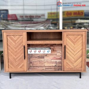 Kệ Tivi Gỗ MDF 1m38 Kèm Lò Sưởi Điện Mới 99%
