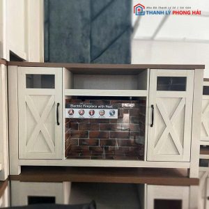 Kệ Tivi Gỗ MDF 1m38 Kèm Lò Sưởi Điện Mới 99%