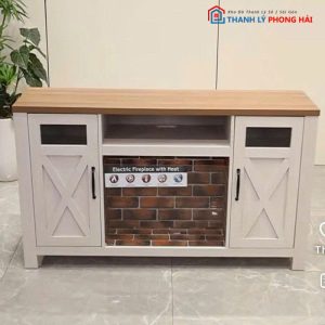 Kệ Tivi Gỗ MDF 1m38 Kèm Lò Sưởi Điện Mới 99%
