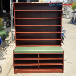 Kệ Trưng Bày Cũ 1m2 Kèm Đệm Ngồi Bọc Da