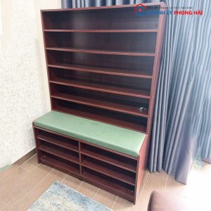 Kệ Trưng Bày Cũ 1m2 Kèm Đệm Ngồi Bọc Da