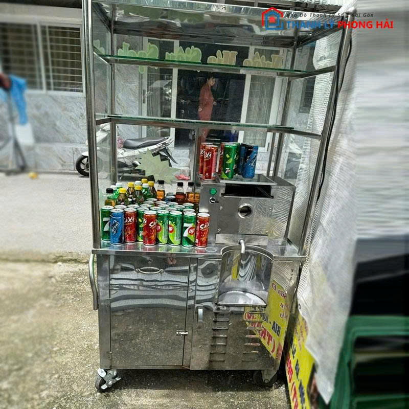 quay-le-tan-go-cong-nghiep-cu-kem-4-ngan-keo-3 Xe Bán Nước Mía Take Away Inox Cũ