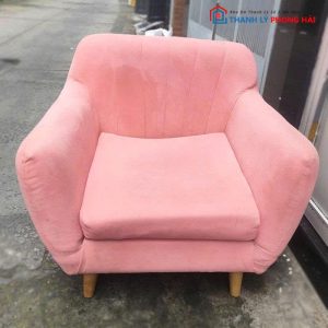 Sofa Đơn Bọc Nhung Màu Hồng Cũ