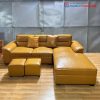 Sofa Góc L Bọc Da Cũ Kèm 2 Đôn Vuông