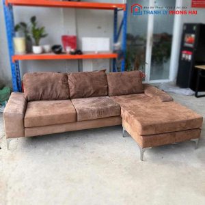 Sofa Nhung Nâu Góc L Cũ
