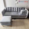 Sofa Xám Bọc Nhung Cũ Kèm Đôn Ngồi