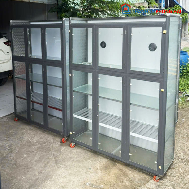 tu-chen-nhom-alu-canh-kinh-1 Tủ Chén Nhôm Alu Cánh Kính Mới 99% (Nhiều Mẫu)