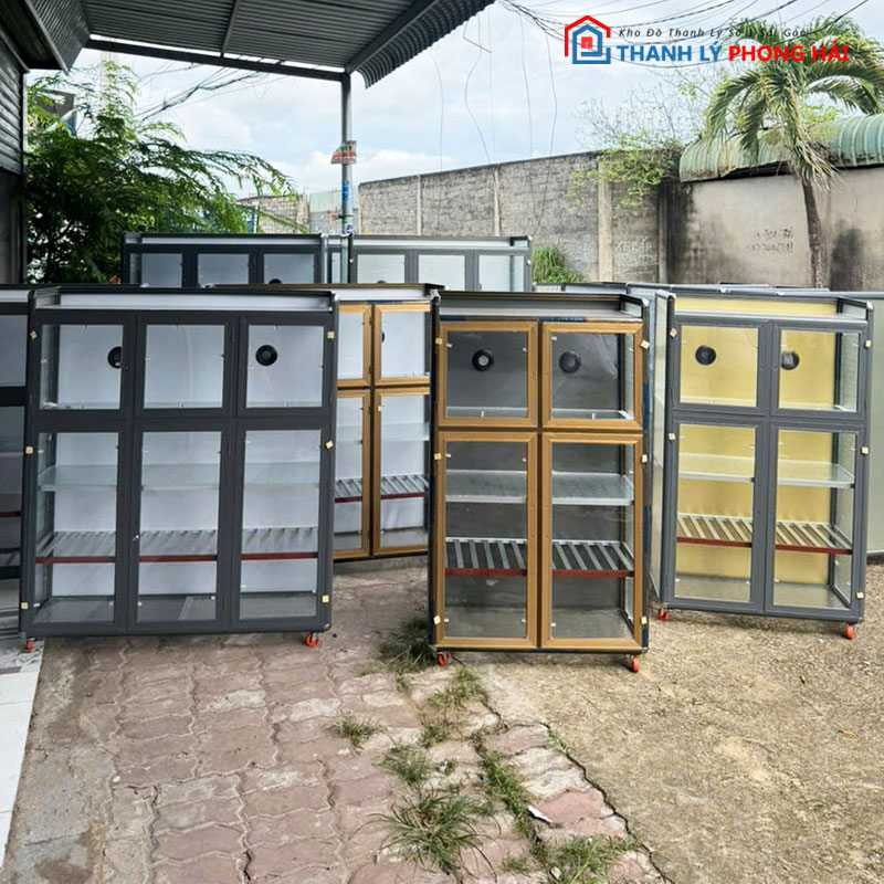 tu-chen-nhom-alu-canh-kinh-2 Tủ Chén Nhôm Alu Cánh Kính Mới 99% (Nhiều Mẫu)