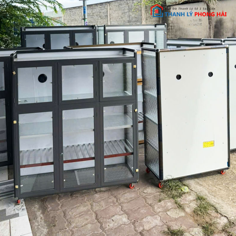 tu-chen-nhom-alu-canh-kinh-4 Tủ Chén Nhôm Alu Cánh Kính Mới 99% (Nhiều Mẫu)