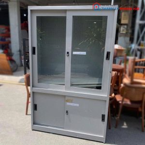 Tủ Hồ Sơ Sắt Cửa Lùa Cũ Thiết Kế 2 Tầng
