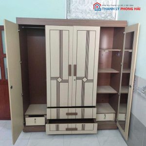 Tủ Quần Áo 1m8 Có Hộc 4 Cánh Gỗ MDF Cũ