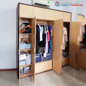 Tủ Quần Áo 2m4 5 Cánh Cũ Kèm Hộc Tủ Trên